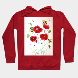 Bumble bees and Poppies Hoodie